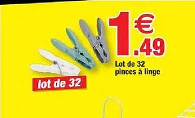Lot de 32 pinces à linge