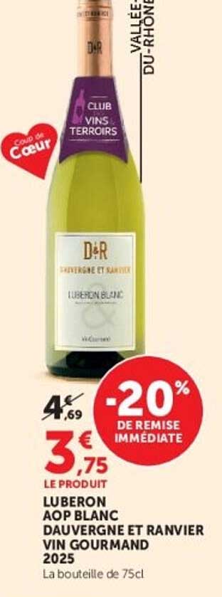 LUBERON AOP BLANC DAUVERGNE ET RANVIER VIN GOURMAND 2025