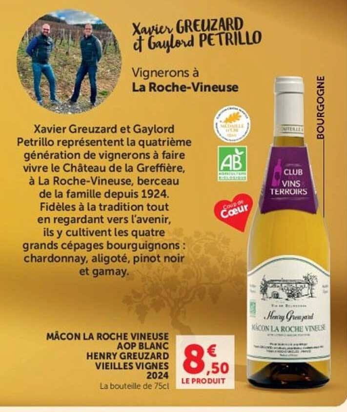 MÂCON LA ROCHE VINEUSE AOP BLANC HENRY GREUZARD VIEILLES VIGNES 2024