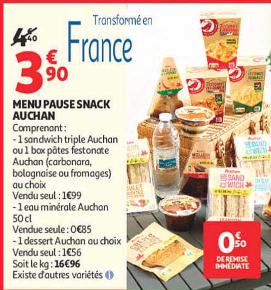 MENU PAUSE SNACK AUCHAN