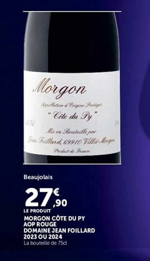 MORGON CÔTE DU PY AOP ROUGE DOMAINE JEAN FOILLARD 2023 OU 2024