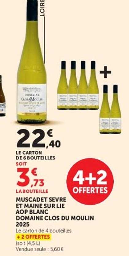 Muscadet Sèvre et Maine sur Lie AOP blanc Domaine Clos du Moulin 2025