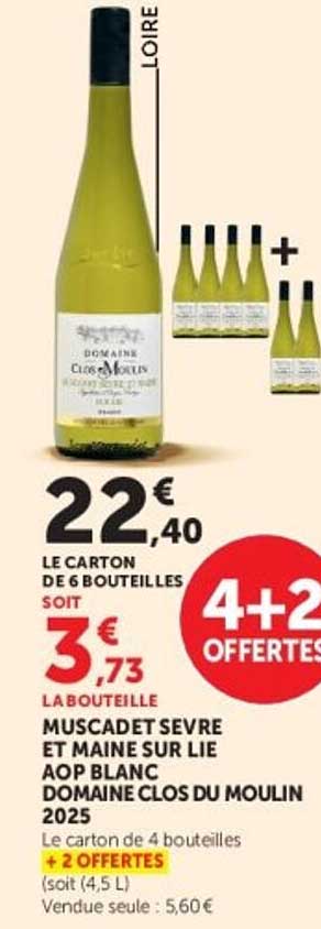 MUSCADET SEVRE ET MAINE SUR LIE AOP BLANC DOMAINE CLOS DU MOULIN 2025