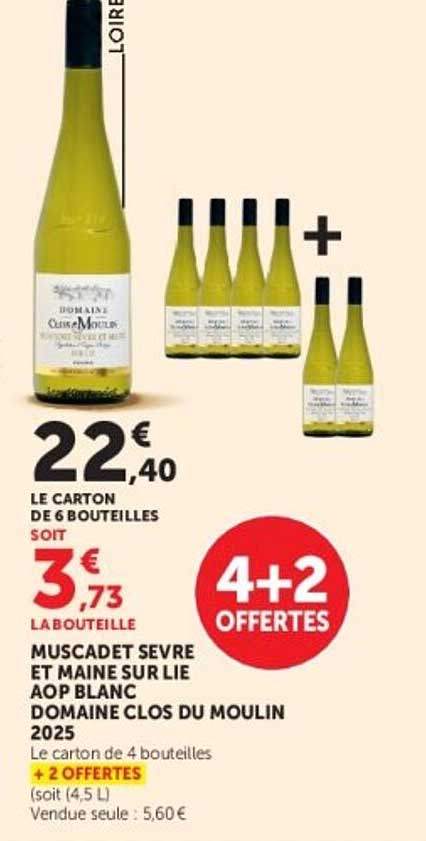 MUSCADET SEVRE ET MAINE SUR LIE AOP BLANC DOMAINE CLOS DU MOULIN 2025