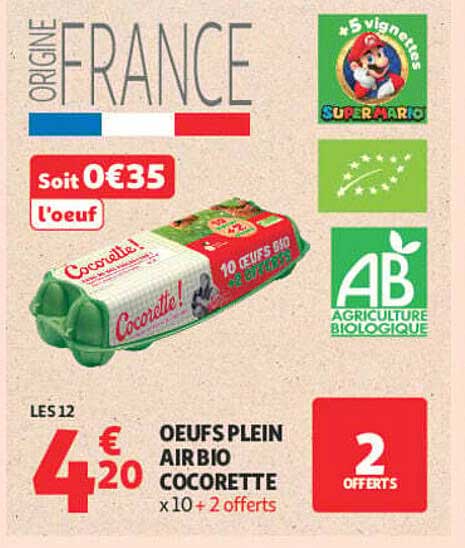 OEUFS PLEIN AIR BIO COCORICOTTE x10 + 2 offerts
