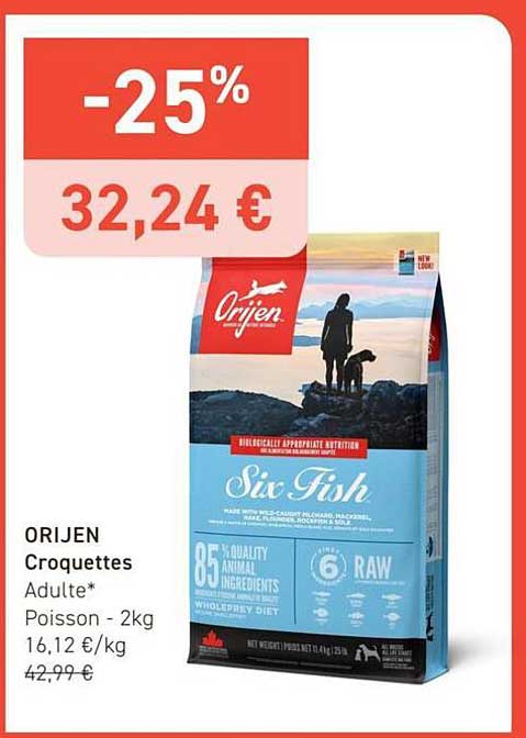 ORIJEN Croquettes Adulte* Poisson - 2kg