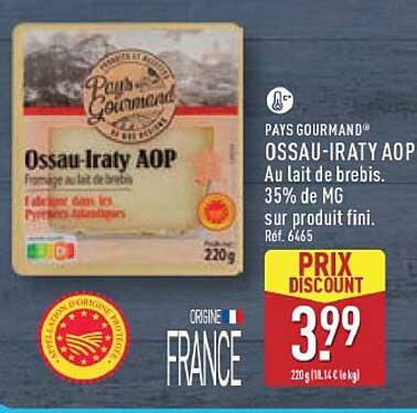 OSSau-IRATY AOP Au lait de brebis. 35% de MG sur produit fini. Réf. 6445