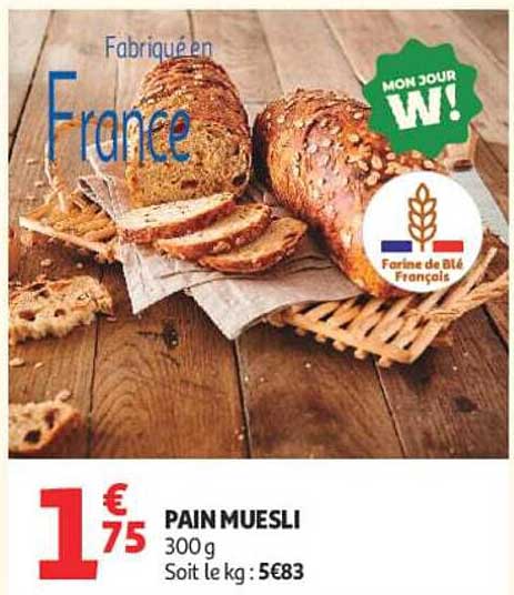 PAIN MUESLI 300 g Soit le kg : 5€83