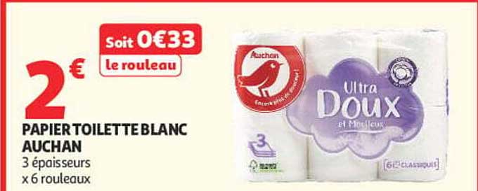 PAPIER TOILETTE BLANC AUCHAN