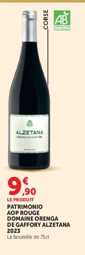 PATRIMONIO AOP ROUGE DOMAINE ORENGA DE GAFFORY ALZETANA 2023