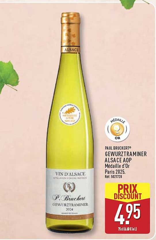 PAUL BRUCKERT® GEWURZTRAMINER ALSACE AOP Médaille d’Or Paris 2025.