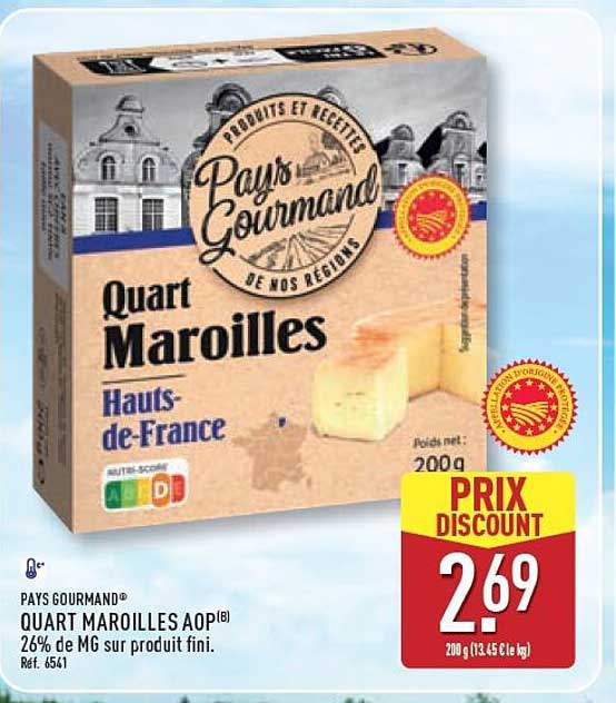 PAYS GOURMAND® QUART MAROILLES AOP(B) 26% de MG sur produit fini.