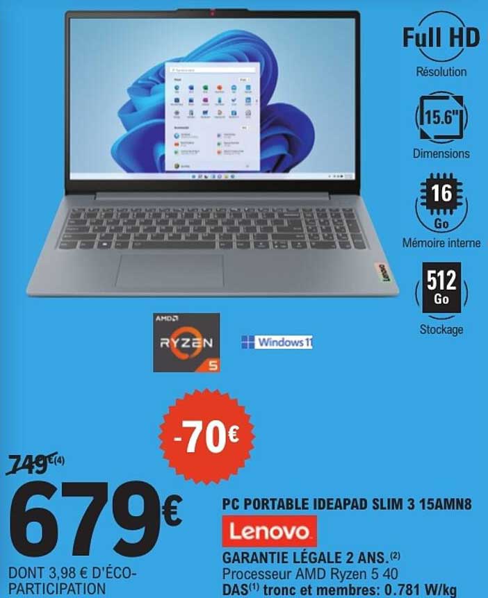 PC PORTABLE IDEAPAD SLIM 3 15AMN8 Lenovo