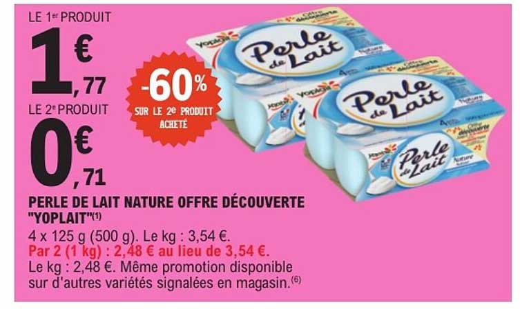 PERLE DE LAIT NATURE OFFRE DÉCOUVERTE "YOPLAIT"