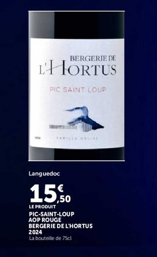 PIC-SAINT-LOUP AOP ROUGE BERGERIE DE L'HORTUS 2024