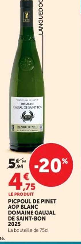 PICPoul DE PINET AOP BLANC DOMAINE GAUJAL DE SAINT-BON 2025