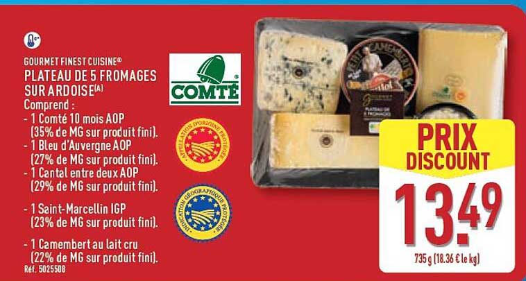 PLATEAU DE 5 FROMAGES SUR ARDOISE