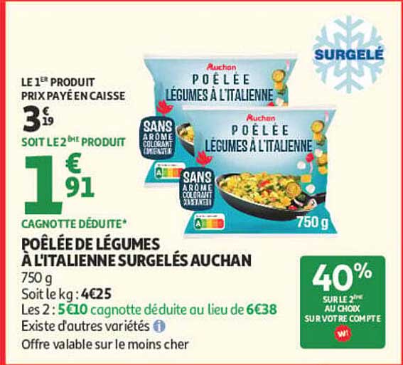 POÊLÉE DE LÉGUMES À L'ITALIENNE SURGELÉS AUCHAN