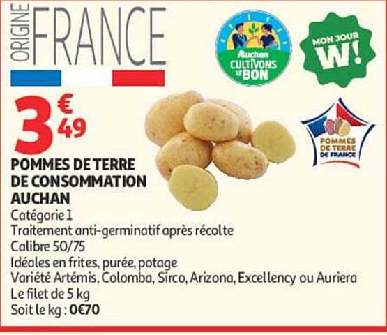 POMMES DE TERRE DE CONSOMMATION AUCHAN