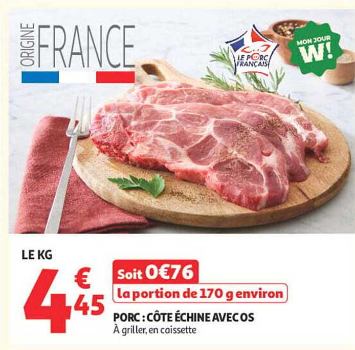 PORC : CÔTE ÉCHINE AVEC OS