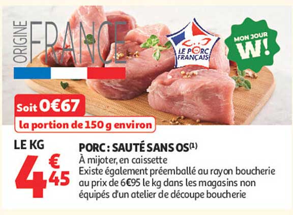 PORC : SAUTÉ SANS OS