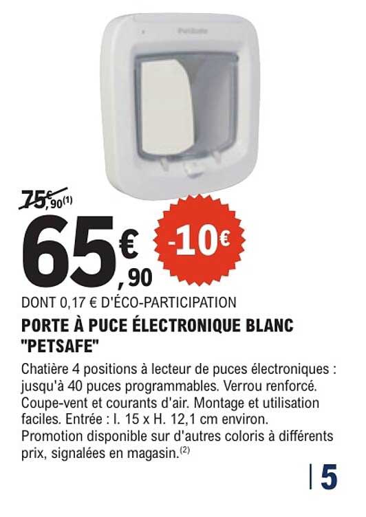 PORTE À PUCE ÉLECTRONIQUE BLANC "PETSAFE"