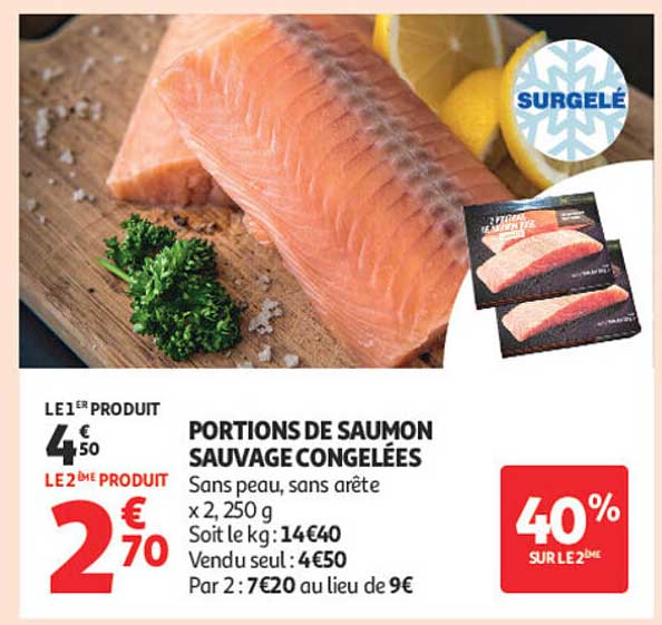PORTIONS DE SAUMON SAUVAGES CONGELÉES