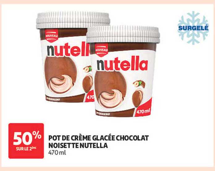 POT DE CRÈME GLACÉE CHOCOLAT NOISETTE NUTELLA 470 ml