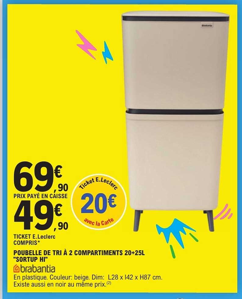 POUBELLE DE TRI À 2 COMPARTIMENTS 20+25L "SORTUP HI"