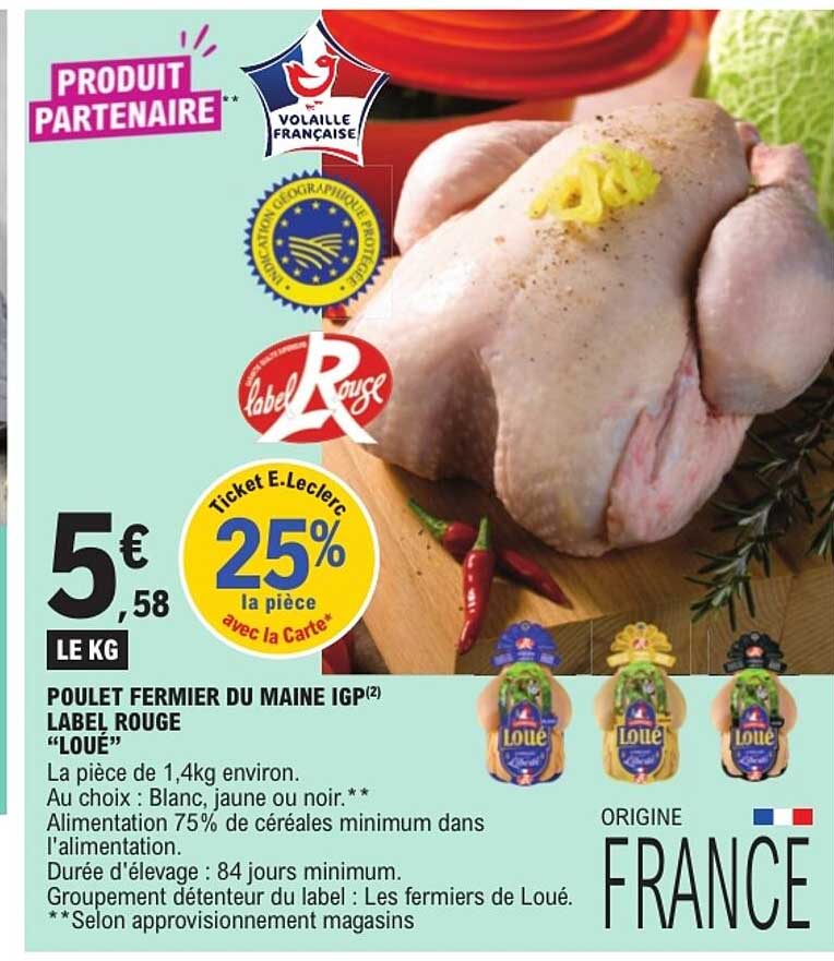 POULET FERMIER DU MAINE IGP LABEL ROUGE “LOUÉ”