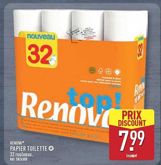 RENOVA® PAPIER TOILETTE 32 rouleaux. Réf. 5026300