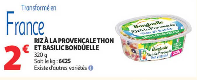RIZ À LA PROVENÇALE THON ET BASILIC BONDUELLE
