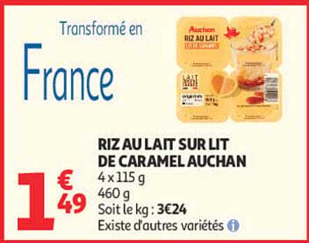 RIZ AU LAIT SUR LIT DE CARAMEL AUCHAN