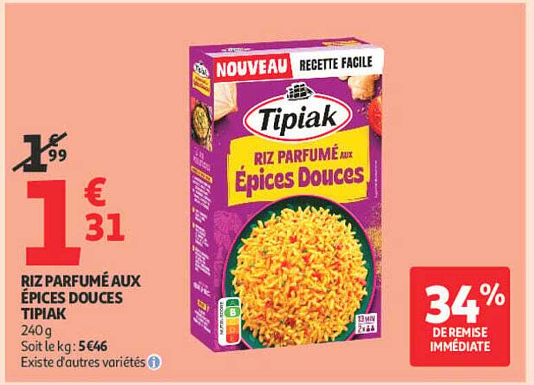 RIZ PARFUMÉ AUX ÉPICES DOUCES TIPIAK 240 g