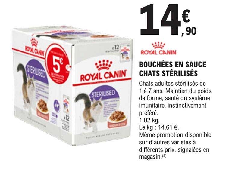 ROYAL CANIN BOUCHÉES EN SAUCE CHATS STÉRILISÉS