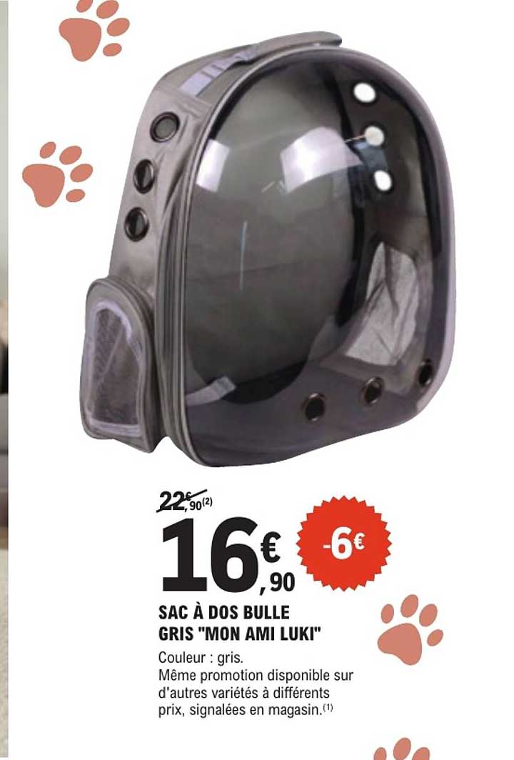 SAC À DOS BULLE GRIS "MON AMI LUKI"