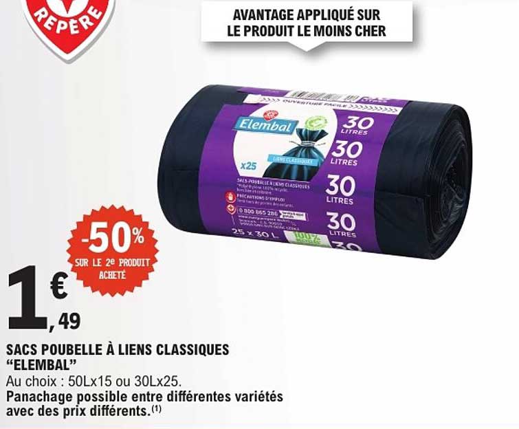 SACS POUBELLE À LIENS CLASSIQUES “ELEMBAL”