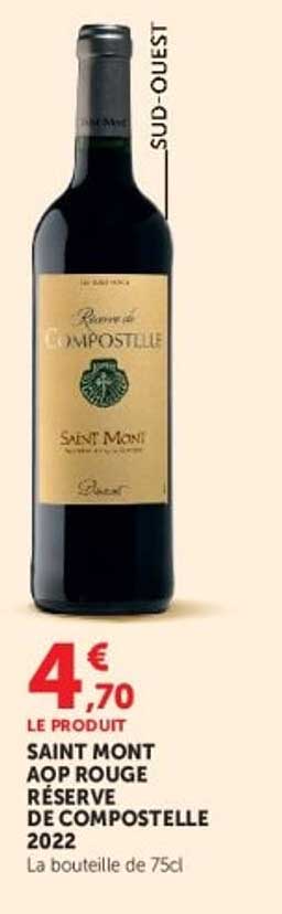 SAINT MONT AOP ROUGE RÉSERVE DE COMPOSTELLE 2022