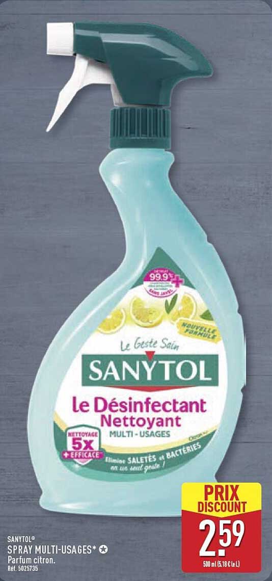 SANYTOL SPRAY MULTI-USAGES* Parfum citron.
