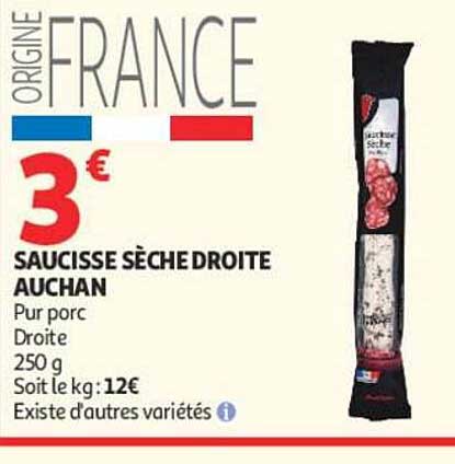 SAUCISSE SÉCHÉE DROITE AUCHAN