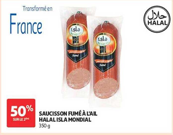 SAUCISSON FUMÉ À L'AIL HALAL ISLA MONDIAL 350 g