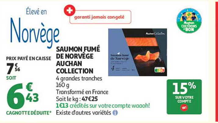 SAUMON FUMÉ DE NORVÈGE AUCHAN COLLECTION