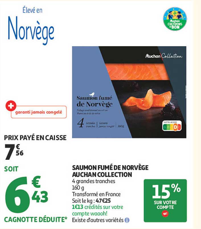 Saumon fumé de Norvège Auchan Collection