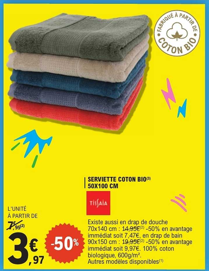 SERVIETTE COTON BIO(3) 50X100 CM