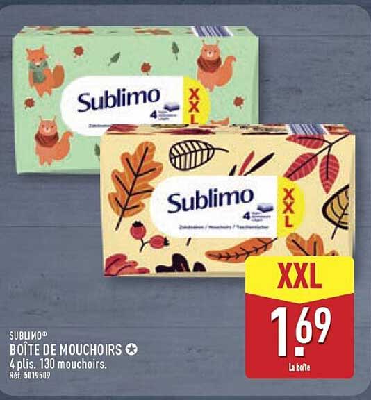 Sublimo® BOÎTE DE MOUCHOIRS 4 plis. 130 mouchoirs.