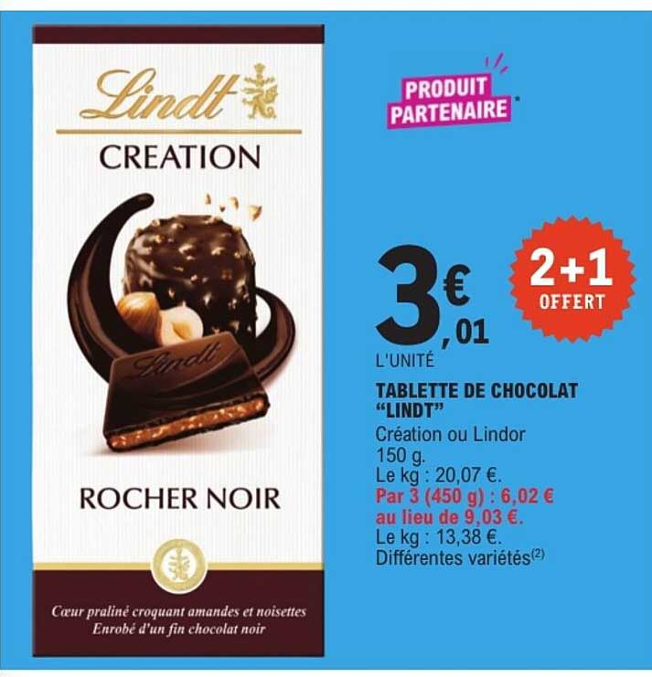 TABLETTE DE CHOCOLAT “LINDT”