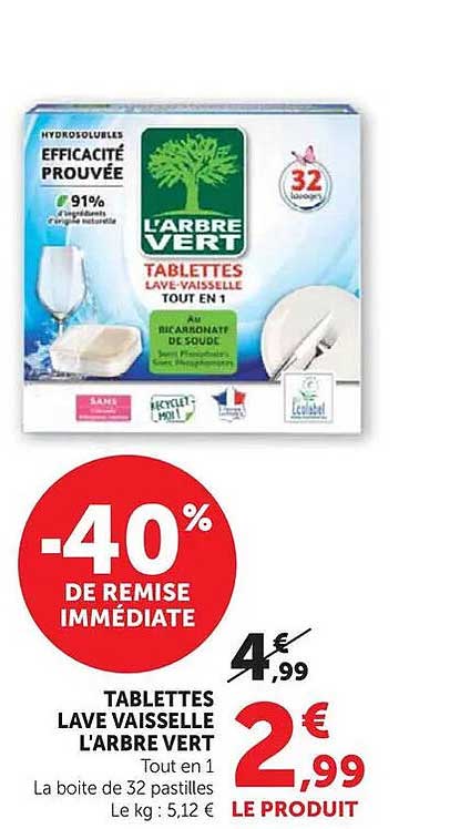 TABLETTES LAVE VAISSELLE L'ARBRE VERT Tout en 1