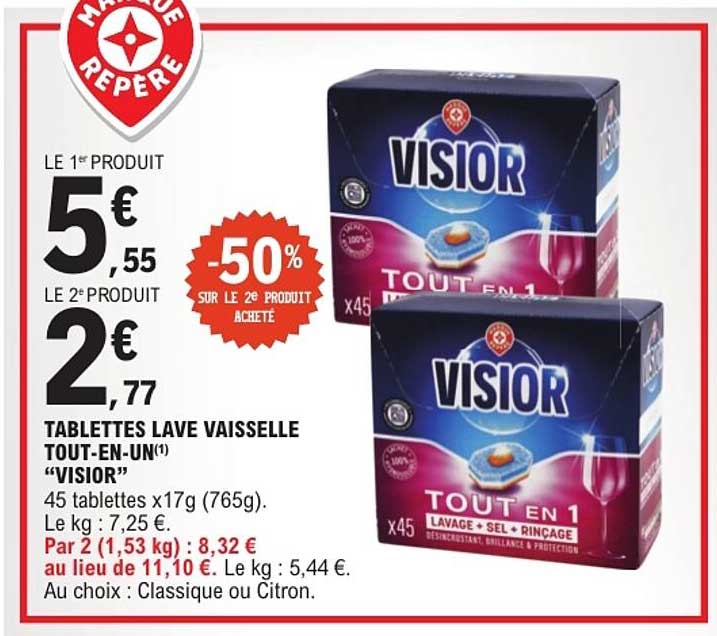 TABLETTES LAVE VAISSELLE TOUT-EN-UN(1) “VISIOR”