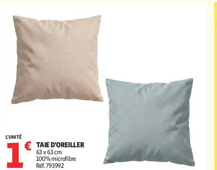 TAIE D'OREILLER 63 x 63 cm 100% microfibre Réf. 793992