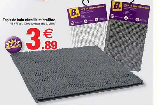 Tapis de bain chenille microfibre